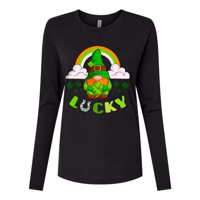 St Patricks Day Lucky Gnome Irish Rainbow Gift Womens Cotton Relaxed Long Sleeve T-Shirt