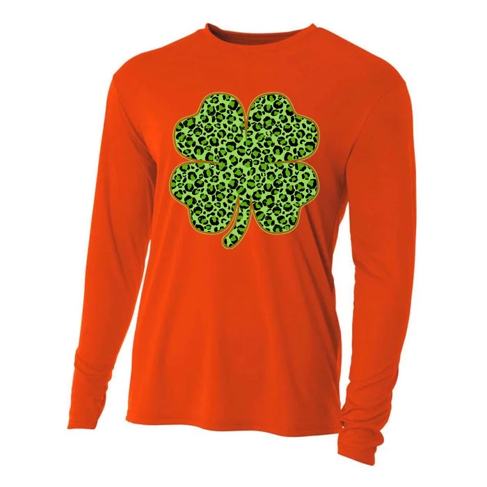 St Patrick's Day Leopard Print Shamrock Clover Cooling Performance Long Sleeve Crew