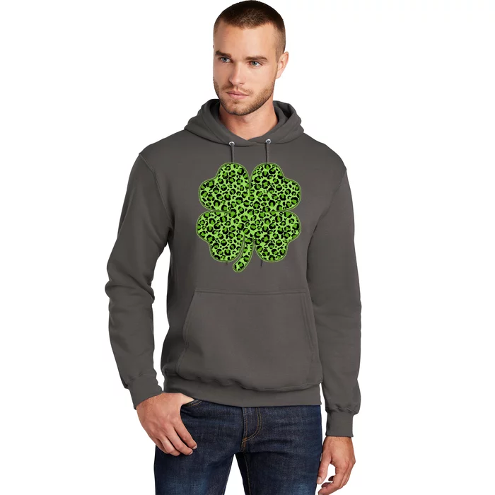 St Patrick's Day Leopard Print Shamrock Clover Hoodie