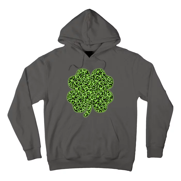 St Patrick's Day Leopard Print Shamrock Clover Hoodie