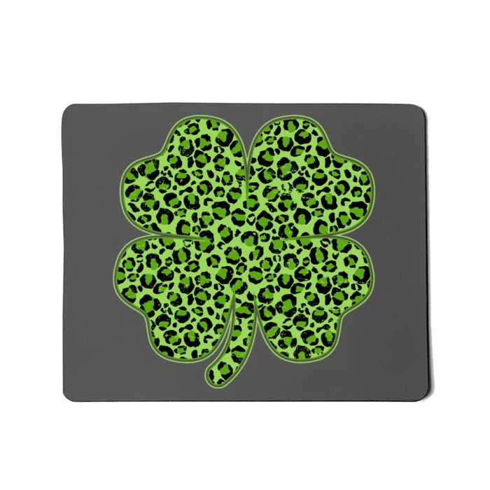 St Patrick's Day Leopard Print Shamrock Clover Mousepad