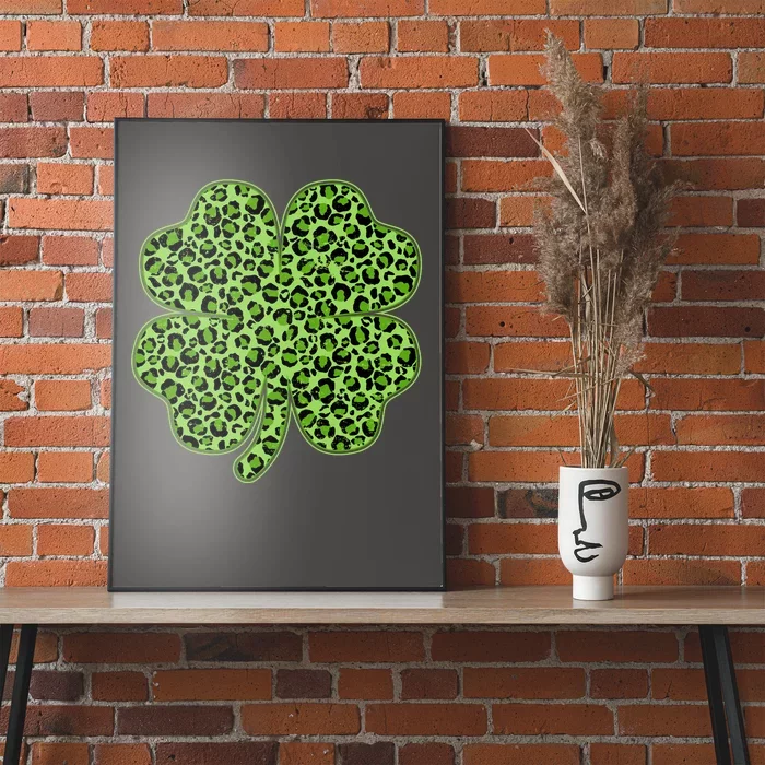 St Patrick's Day Leopard Print Shamrock Clover Poster