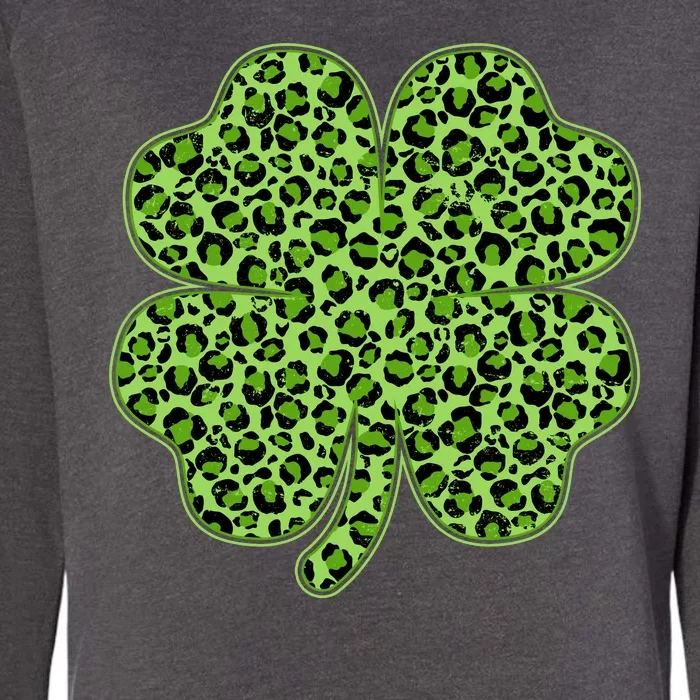 St Patrick's Day Leopard Print Shamrock Clover Womens California Wash Sweatshirt