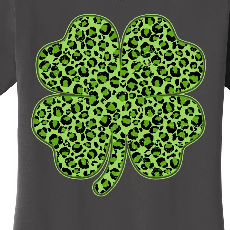 St Patrick's Day Leopard Print Shamrock Clover Women's T-Shirt