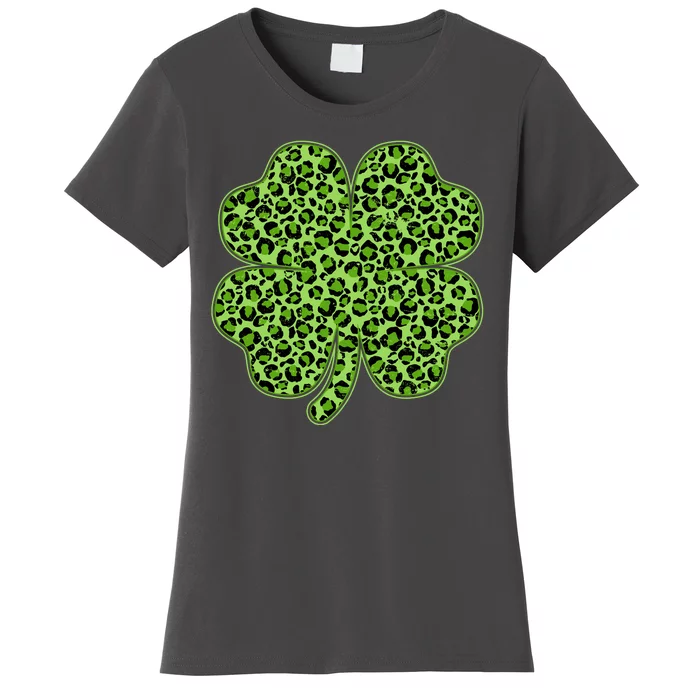 St Patrick's Day Leopard Print Shamrock Clover Women's T-Shirt