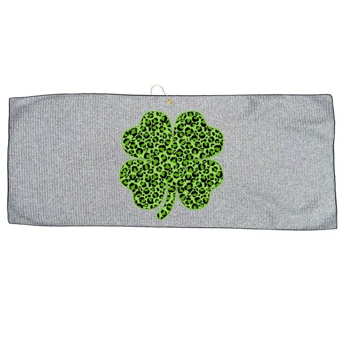 St Patrick's Day Leopard Print Shamrock Clover Large Microfiber Waffle Golf Towel