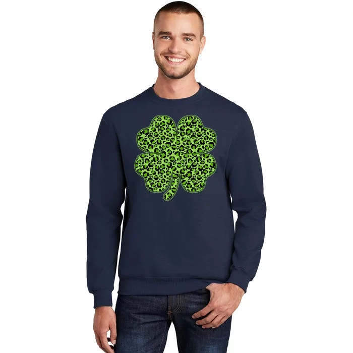 St Patrick's Day Leopard Print Shamrock Clover Sweatshirt