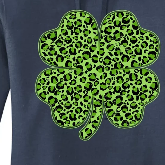 St Patrick's Day Leopard Print Shamrock Clover Women's Pullover Hoodie