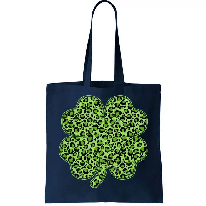 St Patrick's Day Leopard Print Shamrock Clover Tote Bag