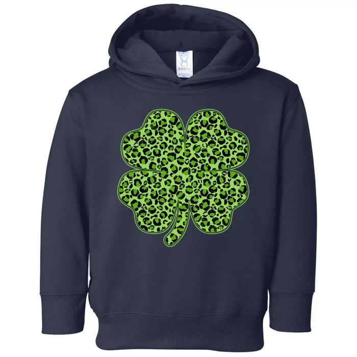 St Patrick's Day Leopard Print Shamrock Clover Toddler Hoodie