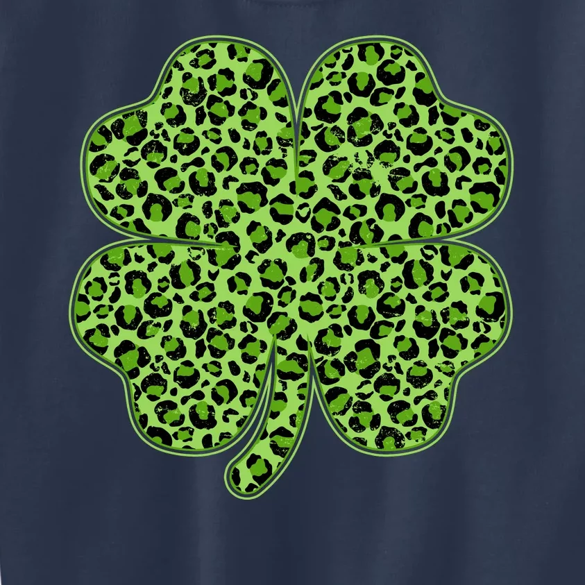 St Patrick's Day Leopard Print Shamrock Clover Kids Sweatshirt