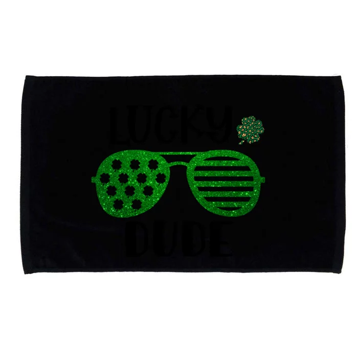 Saint Patrick's Day Lucky Dude Glitter Green Glasses Gift Microfiber Hand Towel