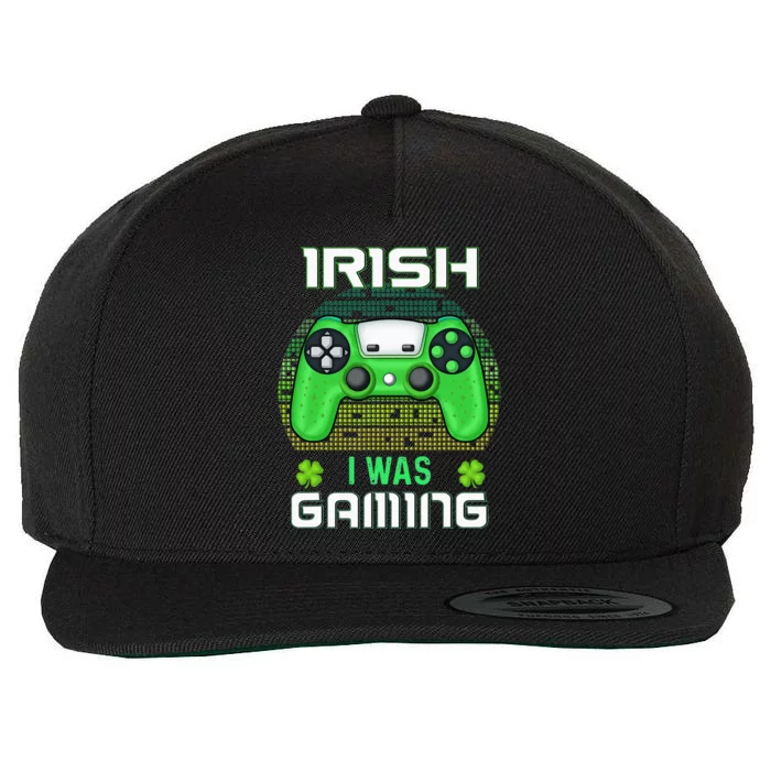 St Patricks Day Gamer Shamrock Irish I Was Gaming Wool Snapback Cap