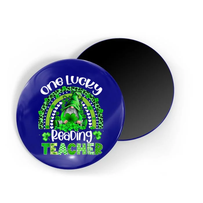 St Patricks Day Cute Gnome One Lucky Reading Teacher Rainbow Gift Magnet