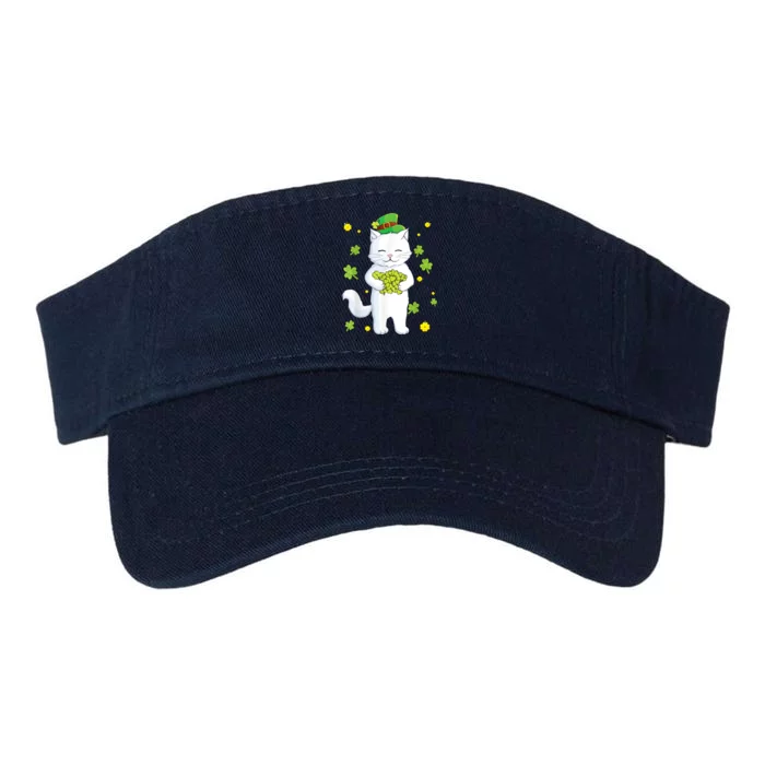 St Patrick's Day Cat Leprechaun Cat Lover Shamrock Valucap Bio-Washed Visor