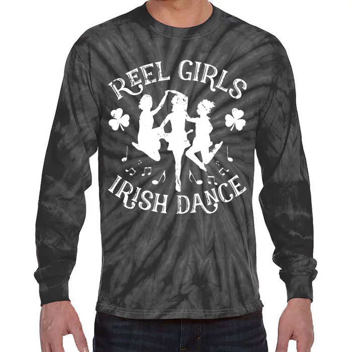 St Patricks Day Reel Girl Irish Dance Green Tie-Dye Long Sleeve Shirt