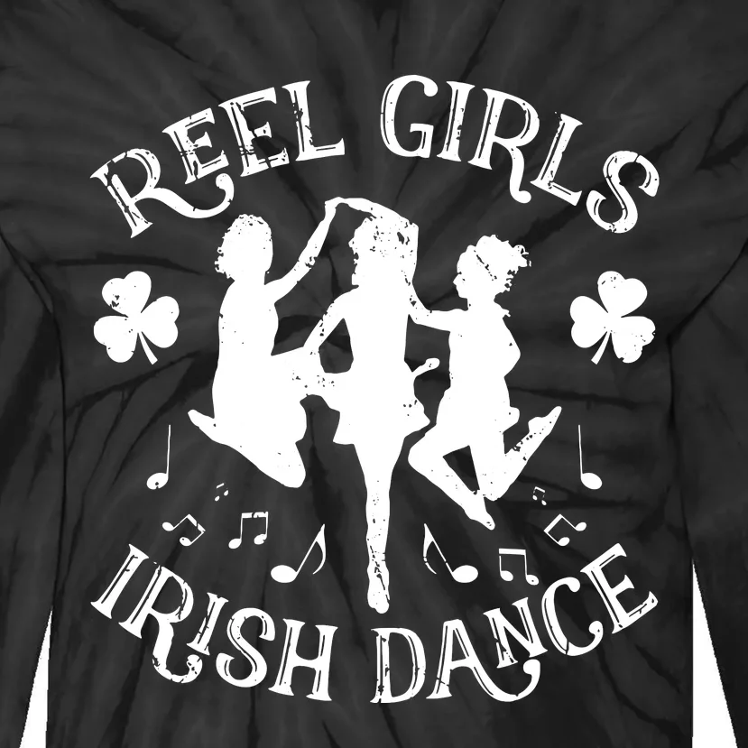 St Patricks Day Reel Girl Irish Dance Green Tie-Dye Long Sleeve Shirt