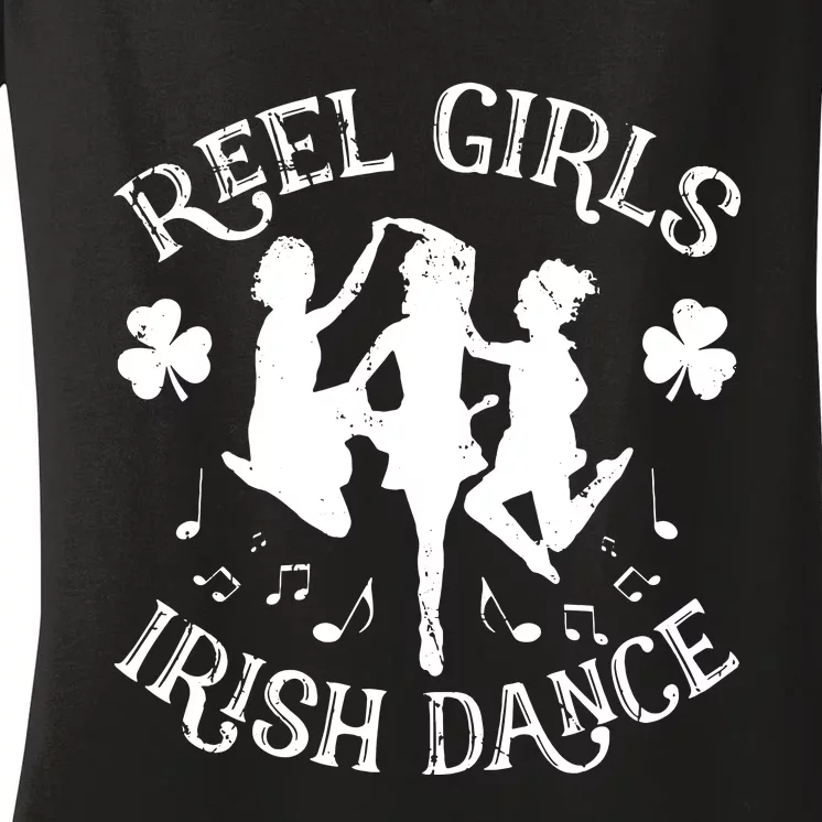 St Patricks Day Reel Girl Irish Dance Green Women's V-Neck T-Shirt