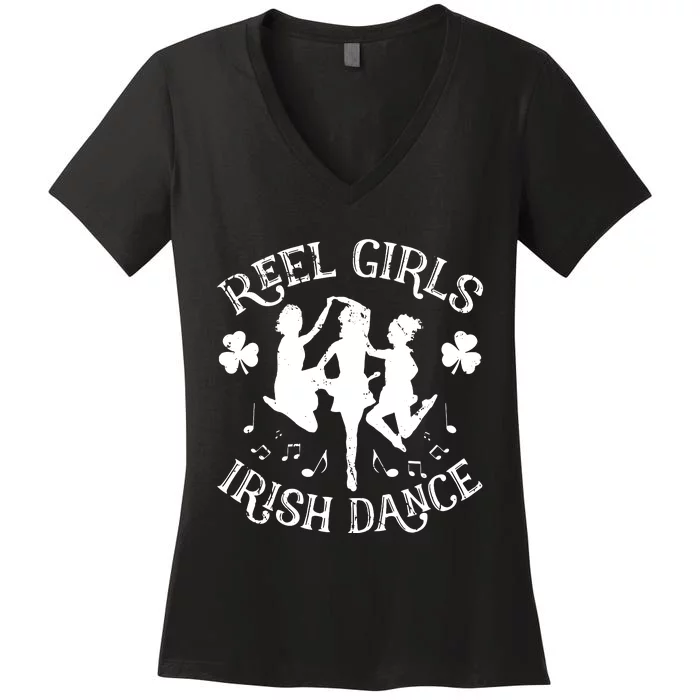 St Patricks Day Reel Girl Irish Dance Green Women's V-Neck T-Shirt