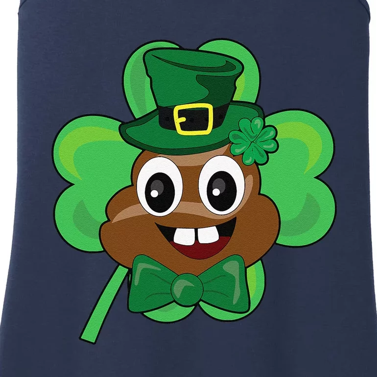 Saint Patrick's Day Funny Poop Leprechaun Green Clover Ladies Essential Tank