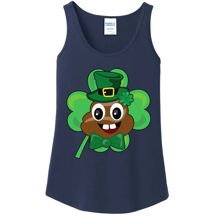 Saint Patrick's Day Funny Poop Leprechaun Green Clover Ladies Essential Tank