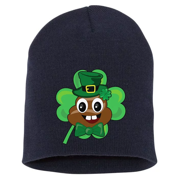 Saint Patrick's Day Funny Poop Leprechaun Green Clover Short Acrylic Beanie