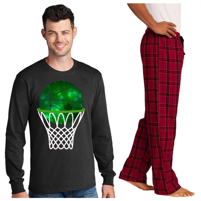 St Patricks Day Shamrock Basketball Irish Long Sleeve Pajama Set