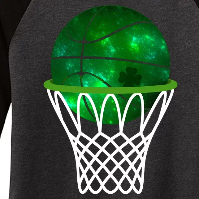 St Patricks Day Shamrock Basketball Irish Women's Tri-Blend 3/4-Sleeve Raglan Shirt