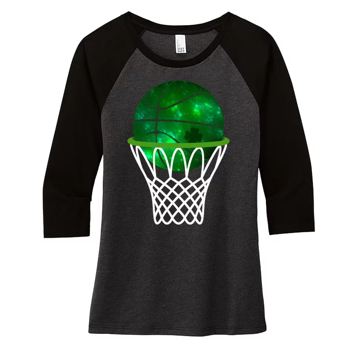 St Patricks Day Shamrock Basketball Irish Women's Tri-Blend 3/4-Sleeve Raglan Shirt