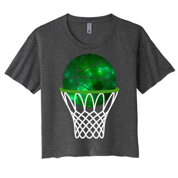 St Patricks Day Shamrock Basketball Irish Women's Crop Top Tee