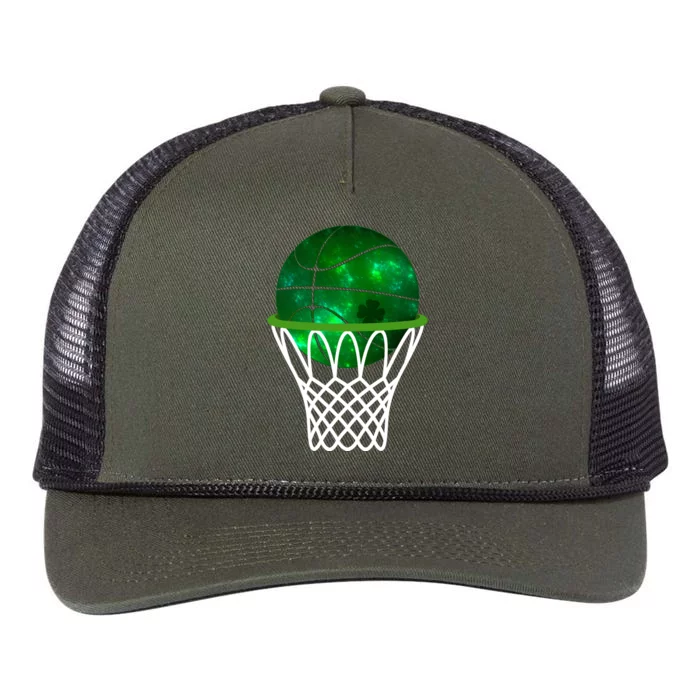 St Patricks Day Shamrock Basketball Irish Retro Rope Trucker Hat Cap