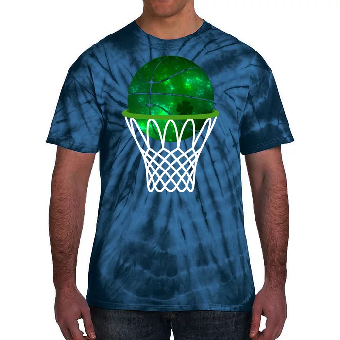 St Patricks Day Shamrock Basketball Irish Tie-Dye T-Shirt