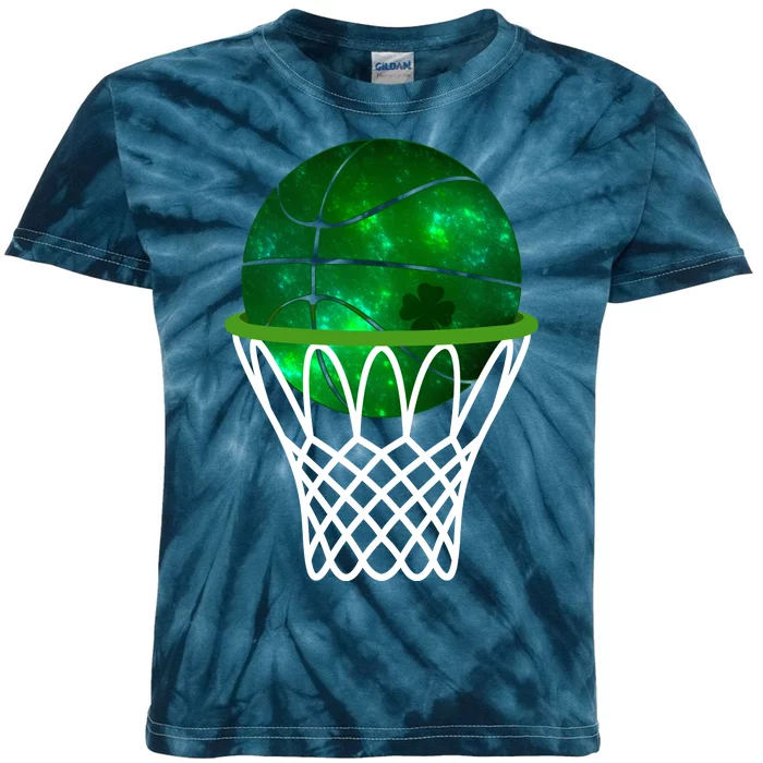 St Patricks Day Shamrock Basketball Irish Kids Tie-Dye T-Shirt