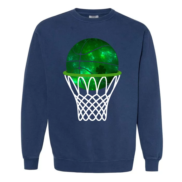 St Patricks Day Shamrock Basketball Irish Garment-Dyed Sweatshirt