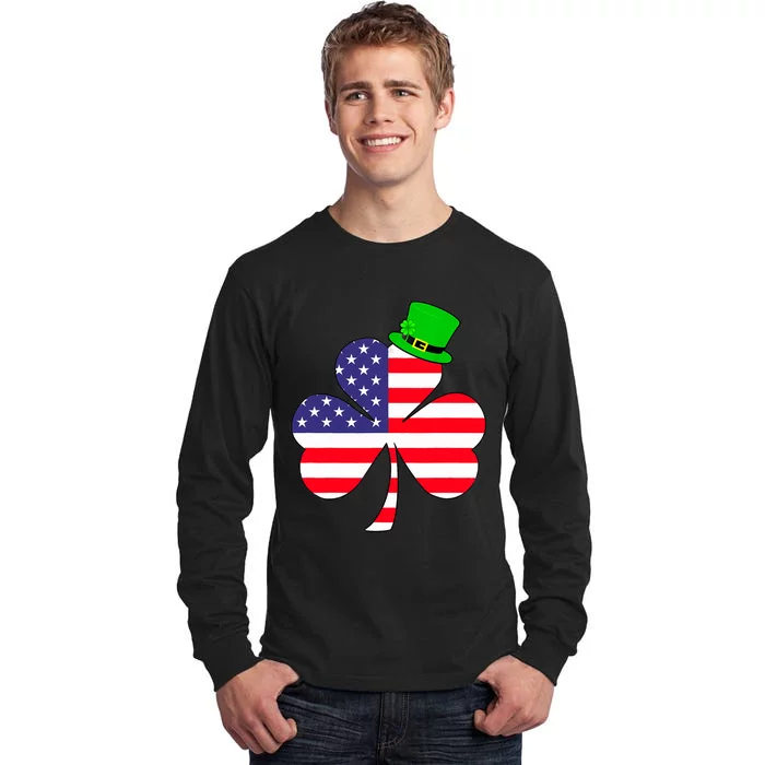 St Patricks Day Irish American Flag Shamrock Tall Long Sleeve T-Shirt