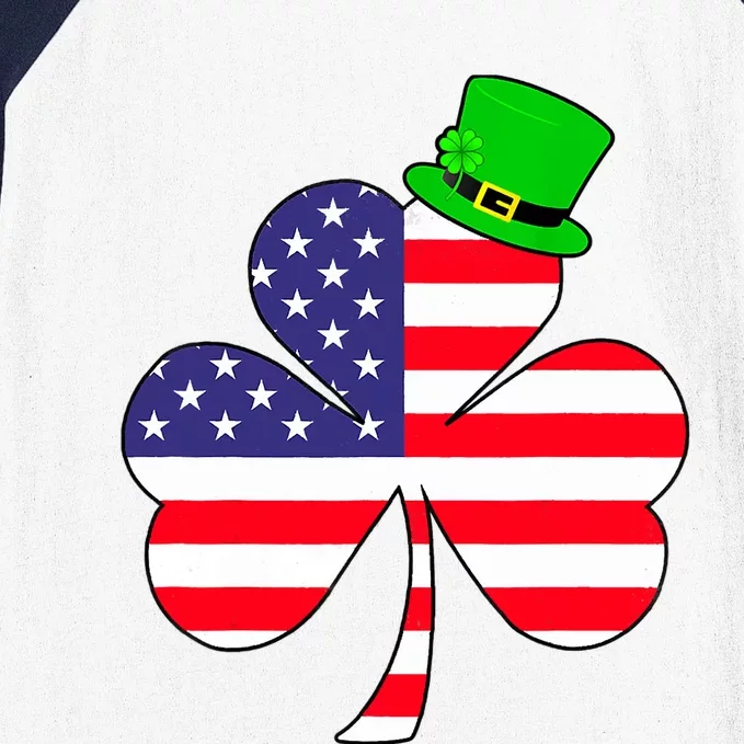 St Patricks Day Irish American Flag Shamrock Baseball Sleeve Shirt