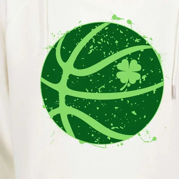 St Patrick's Day Lucky Shamrock Paint Splat Basketball Womens Funnel Neck Pullover Hood