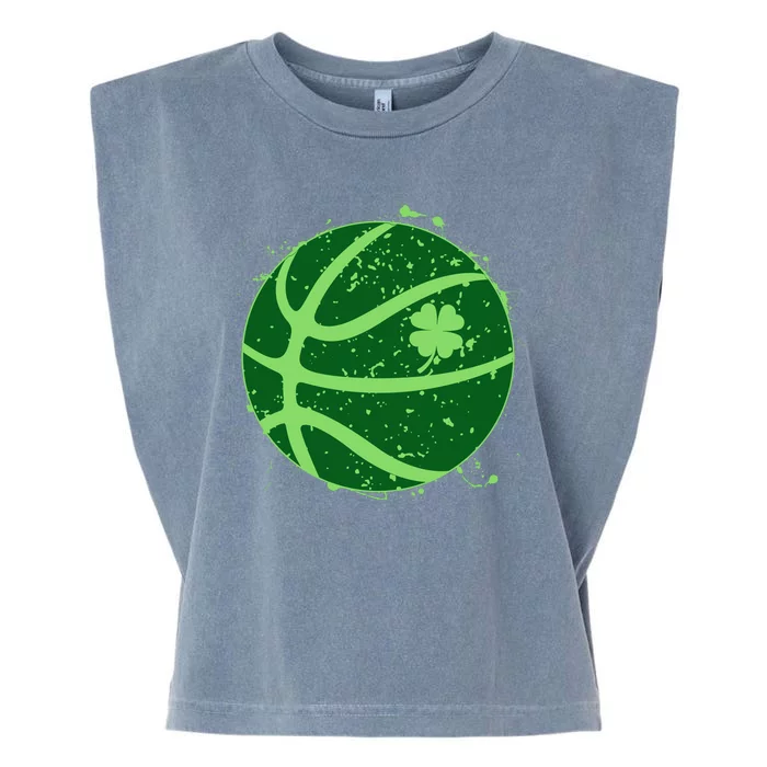 St Patrick's Day Lucky Shamrock Paint Splat Basketball Garment-Dyed Women's Muscle Tee