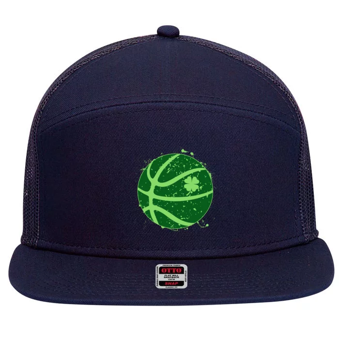 St Patrick's Day Lucky Shamrock Paint Splat Basketball 7 Panel Mesh Trucker Snapback Hat