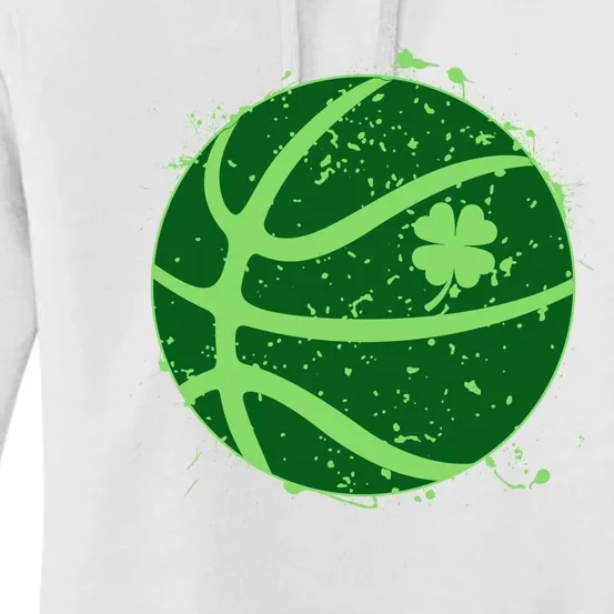 St Patrick's Day Lucky Shamrock Paint Splat Basketball Women's Pullover Hoodie