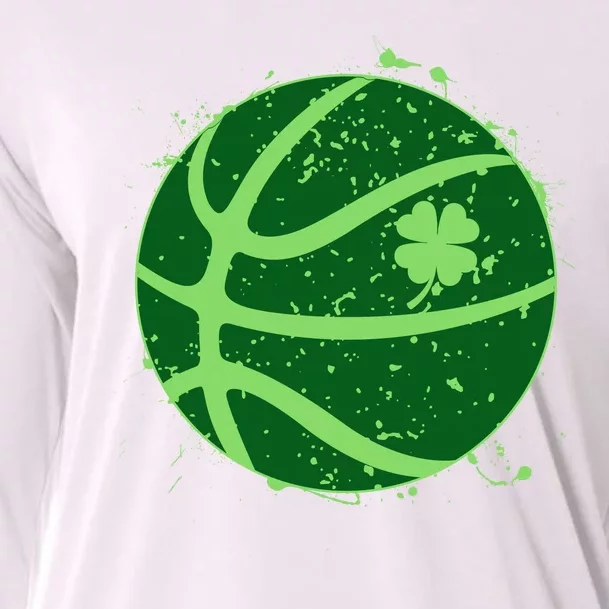 St Patrick's Day Lucky Shamrock Paint Splat Basketball Cooling Performance Long Sleeve Crew