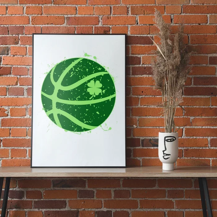 St Patrick's Day Lucky Shamrock Paint Splat Basketball Poster