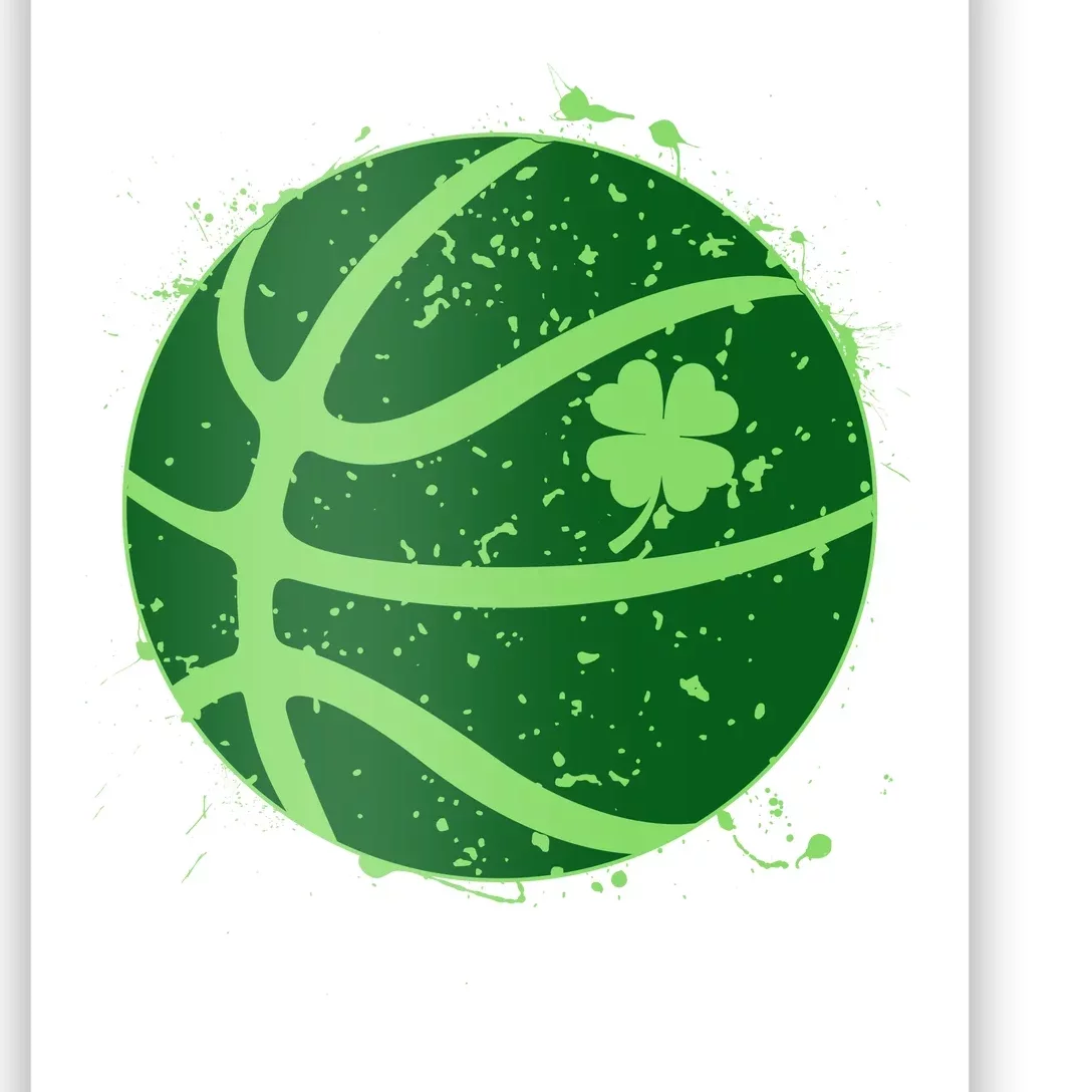 St Patrick's Day Lucky Shamrock Paint Splat Basketball Poster