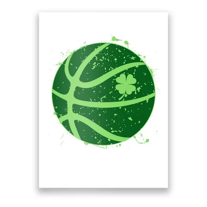 St Patrick's Day Lucky Shamrock Paint Splat Basketball Poster