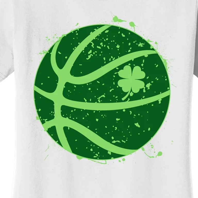 St Patrick's Day Lucky Shamrock Paint Splat Basketball Women's T-Shirt