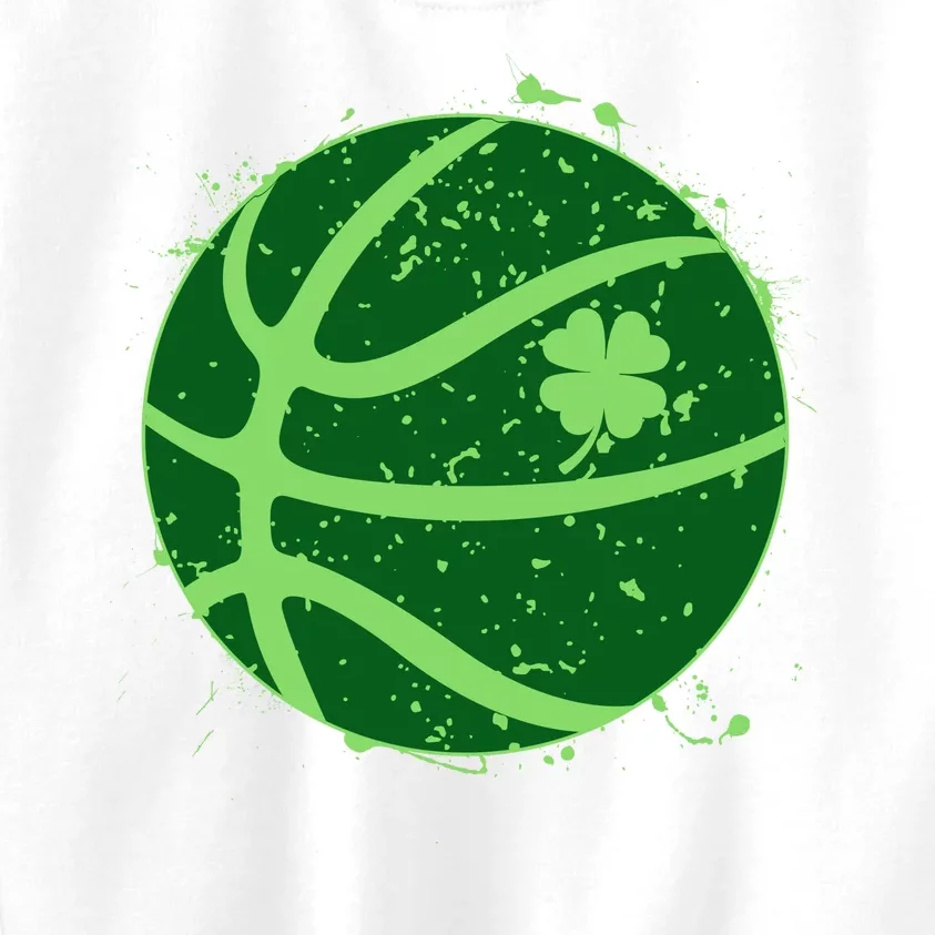 St Patrick's Day Lucky Shamrock Paint Splat Basketball Kids Sweatshirt