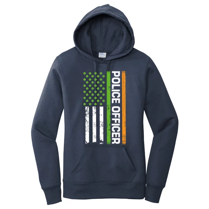 St Patrick's Day Irish American Flag Police Officer Gift Cool Gift Women's Pullover Hoodie