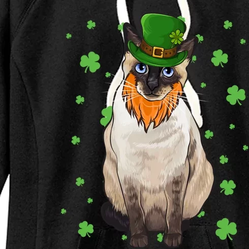 St Patricks Day Siamese Cat Shamrock Gift Cute Gift Women's Fleece Hoodie