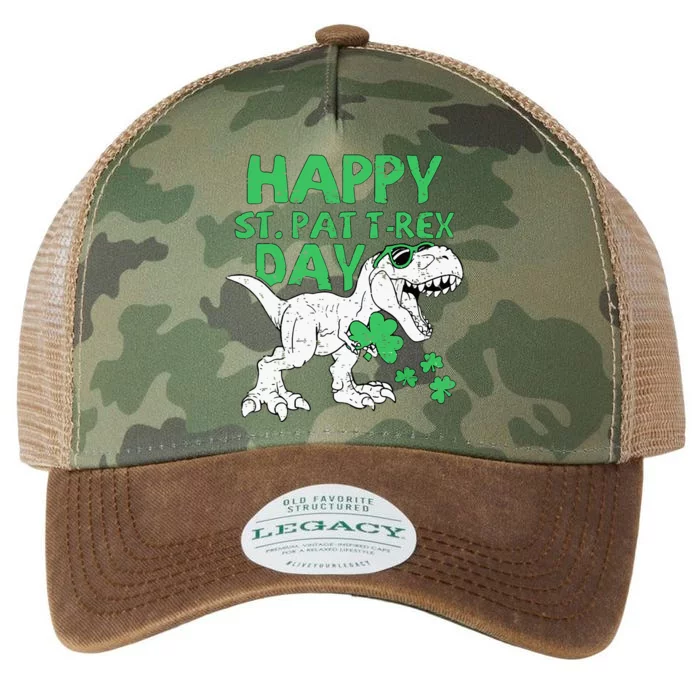 St Patricks Day Happy St Pat Trex Day Dinosaur Boy Legacy Tie Dye Trucker Hat