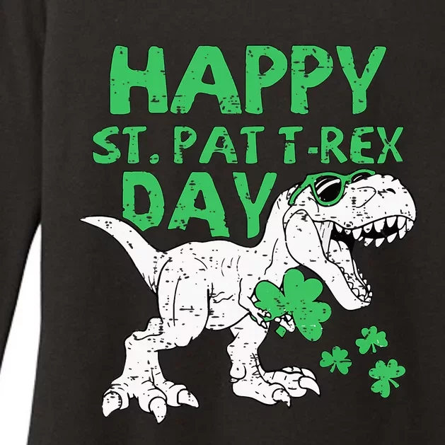 St Patricks Day Happy St Pat Trex Day Dinosaur Boy Womens CVC Long Sleeve Shirt